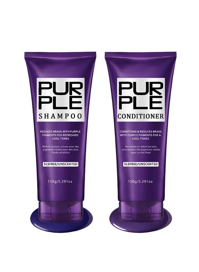 danliss Sulfate Free - Purple Shampoo and Conditioner Set for Women 5.29 Oz for Blonde, Brassy Hair - Hydrating Repair and After Bleach Treatment for Damaged and Dry Hair Adds, Shine, Elasticity - Image 1