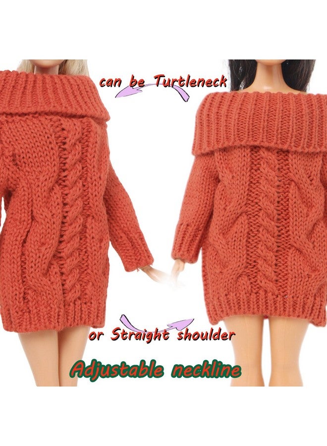 BJDBUS Winter Turtleneck Sweater Clothes for 11.5 inch Girl Doll Accessories (Red Orange) - Image 3