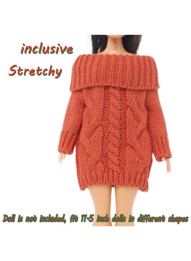 BJDBUS Winter Turtleneck Sweater Clothes for 11.5 inch Girl Doll Accessories (Red Orange) - Image 2