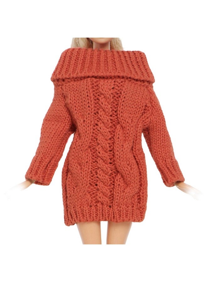 BJDBUS Winter Turtleneck Sweater Clothes for 11.5 inch Girl Doll Accessories (Red Orange) - Image 1