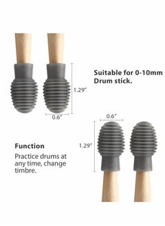 KASTWAVE 4 Pieces Drum Mute Drumstick Silent Tip, Drum Dampener Silicone Drumstick Silent Practice Tips Percussion Accessory, Mute Replacement Drum  - Image 2