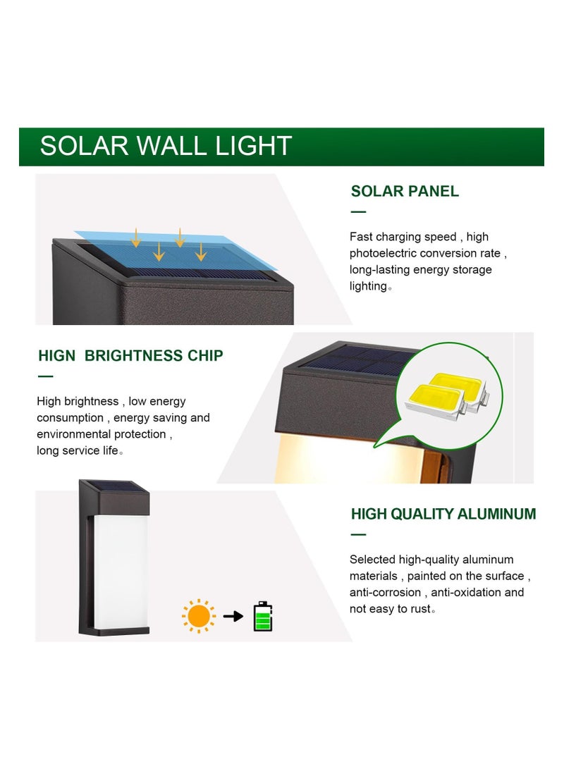 Solar Fence Lights, Outdoor Waterproof, Modern Solar Power Porch Light, Fixtures Solar Security Wall, Lights for Garden Yard Outside, Warm White, Wall Sconces Fixture House Front Door Garage - Image 3