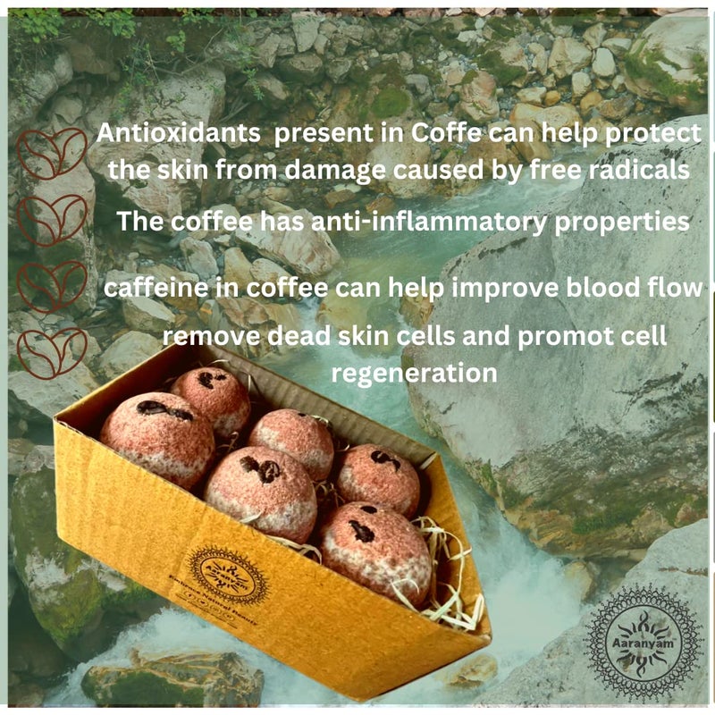 Aaranyam Refreshing CoffeeBath BombFizzy Aromatic Bath Bomb with coffee beans 75g Each Pack of 6 - Image 4