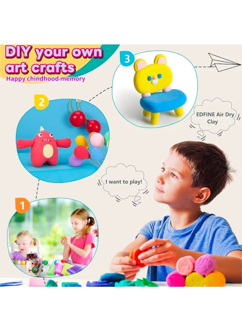 48 Color Non-Toxic Air Dry Clay Set for Kids, Soft Lightweight Modeling Clay - Image 5