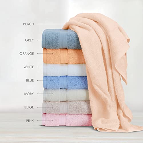 Spread Spain Cotton Towels for Bath | Towels for Bath Large Size | Ring Spun Bath Towel - Soft & Absorbent | 600 GSM | 1 Piece Bath Towel for Men/Women | 70 cms x 140 cms - Peach - Image 4