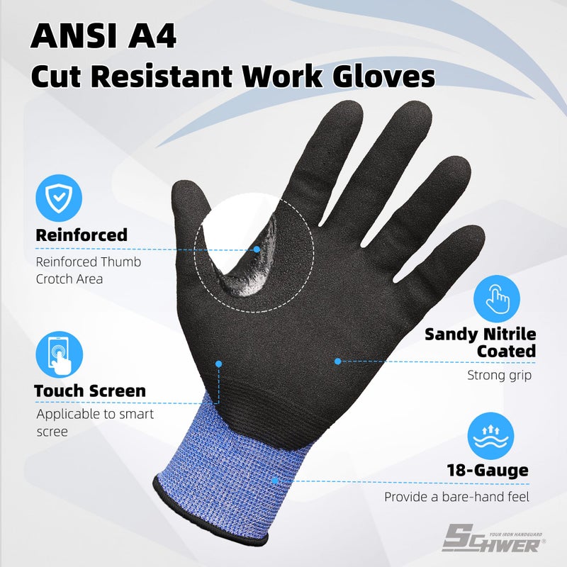 Schwer A4 AIR-SKIN Cut Resistant Work Gloves with Extreme Lightweight & Thin, Grip Glove for Fishing, Refined Work, Gardening Gloves for Yard, Touchscreen, 3D-Comfort Fit, Men Women Gifts, AR3900,M - Image 2