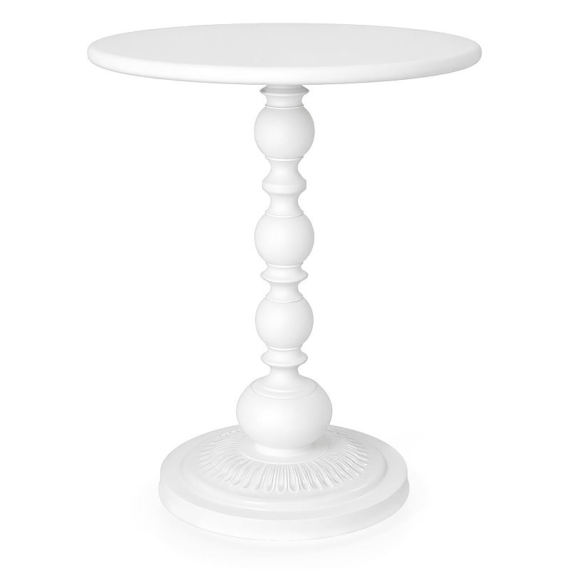 Funecy Metal Small End Table,Vintage Matte Black Round Side Table Nightstand for Bedside or Sofa,Small Accent Pedestal Table for Living Room Corners Bedroom Patio and bar (Light White) - Image 1
