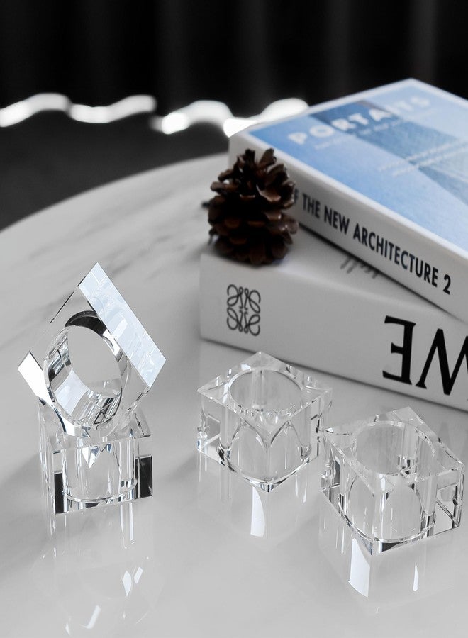 kitCom Mini Napkin Rings Set of 8 Square-Shaped, Crystal Napkin Ring for Thanksgiving, Christmas, Family Gathering, Wedding Reception, Clear with Gift Box - Image 4