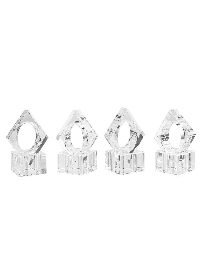 kitCom Mini Napkin Rings Set of 8 Square-Shaped, Crystal Napkin Ring for Thanksgiving, Christmas, Family Gathering, Wedding Reception, Clear with Gift Box - Image 1