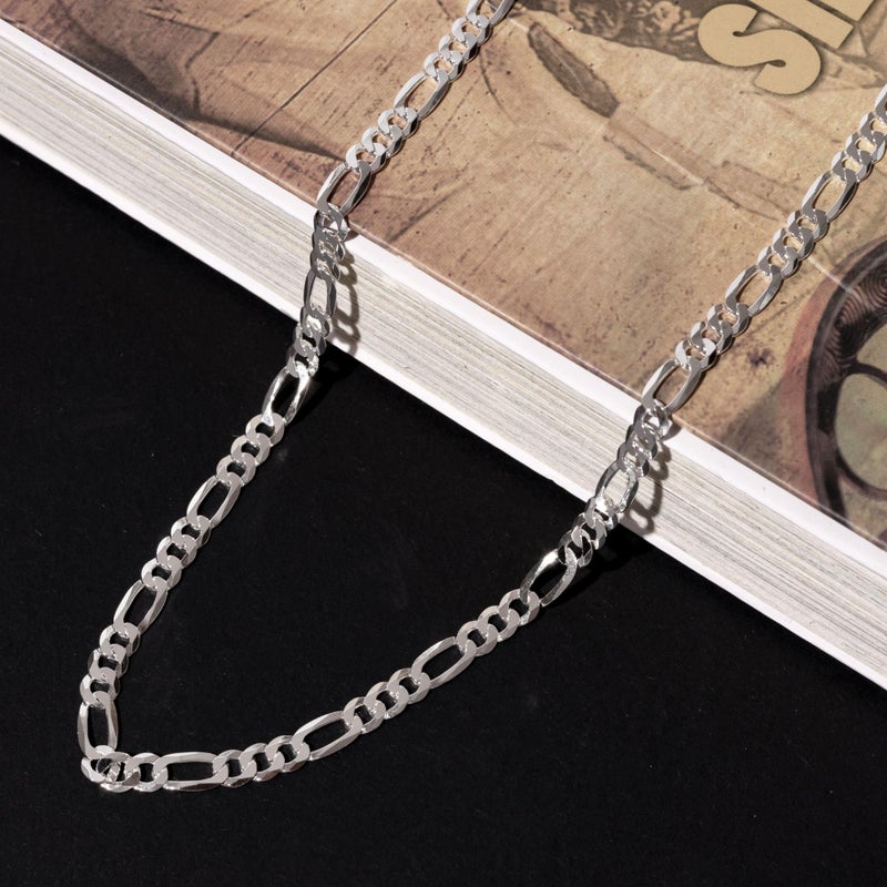 QUADRI - Certified Made in Italy 925 Sterling Silver 5mm Figaro Link Chain Necklace 20 Inchs - Image 5