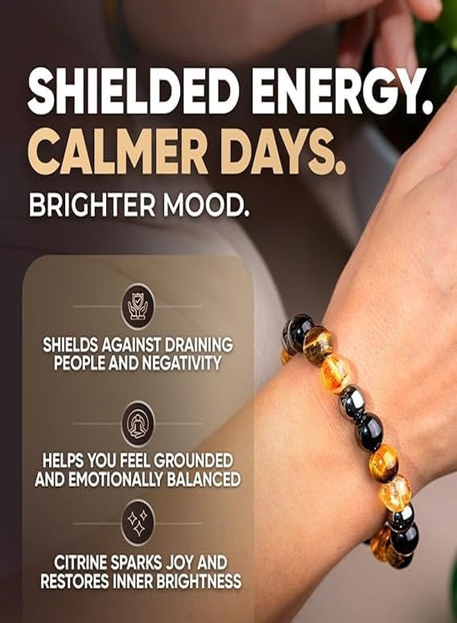 Sukhad Natural Tiger Eye & Black Agate Beaded Bracelet for Men & Women | Stretchable Elastic Crystal Healing Bracelet | Stylish Unisex Fashion Jewelry (8mm Beads) - Image 5