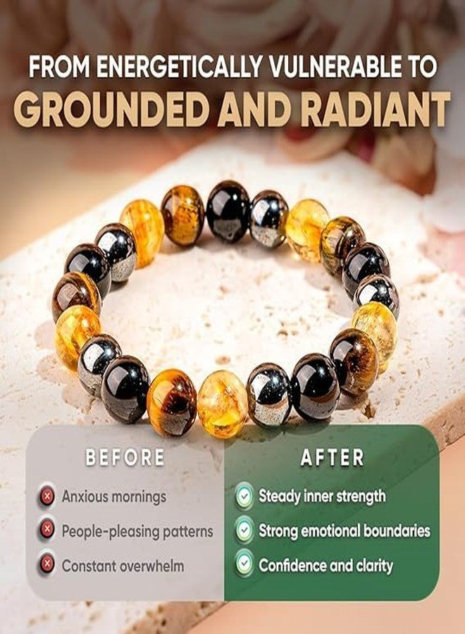 Sukhad Natural Tiger Eye & Black Agate Beaded Bracelet for Men & Women | Stretchable Elastic Crystal Healing Bracelet | Stylish Unisex Fashion Jewelry (8mm Beads) - Image 3