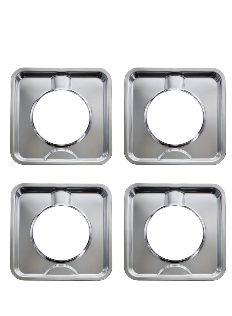 Excefore Gas Range Drip Pan, 4Pcs SGP-400 Replacement Gasburner Bib Liner Covers, 7.65 x7.65'' WP786333 786333 AP6011553 PS11744751 (Chrome Square) - Image 1