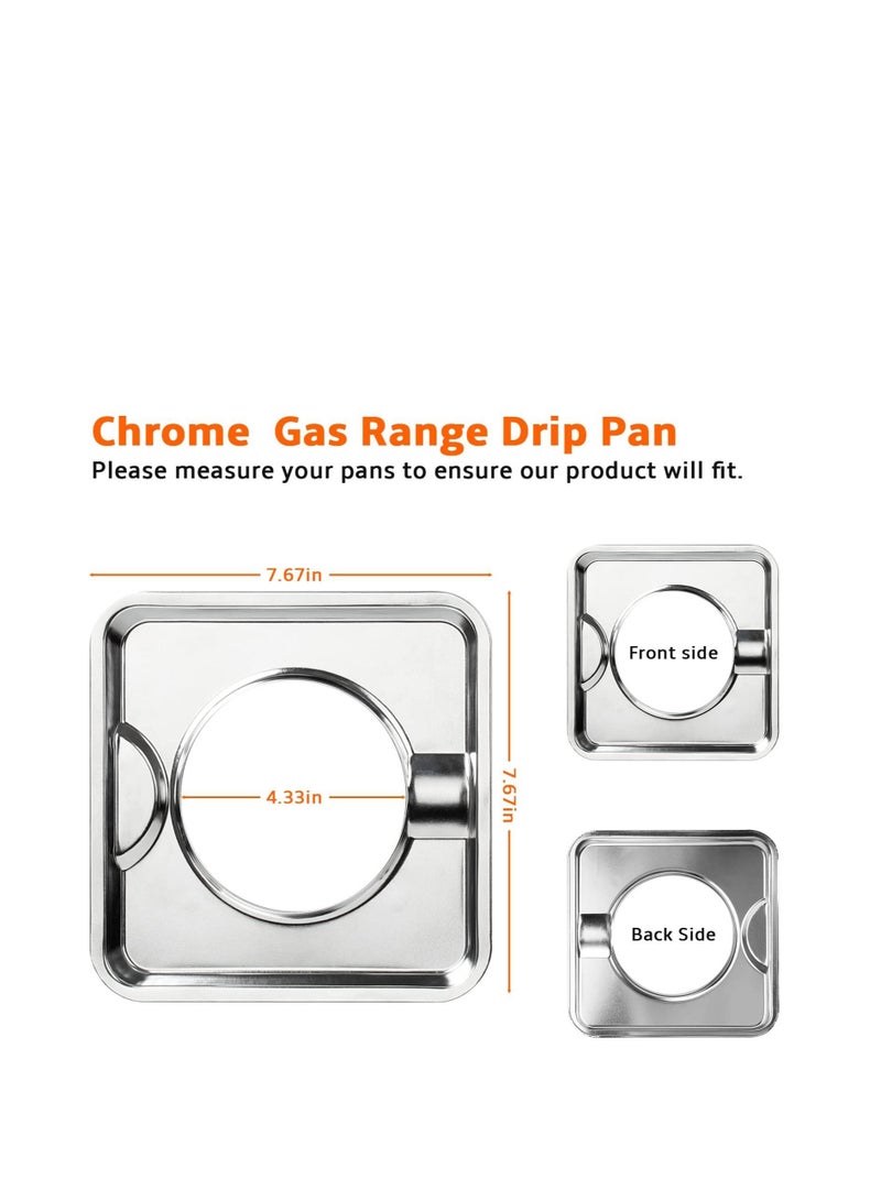 Excefore Gas Range Drip Pan, 4Pcs SGP-400 Replacement Gasburner Bib Liner Covers, 7.65 x7.65'' WP786333 786333 AP6011553 PS11744751 (Chrome Square) - Image 2