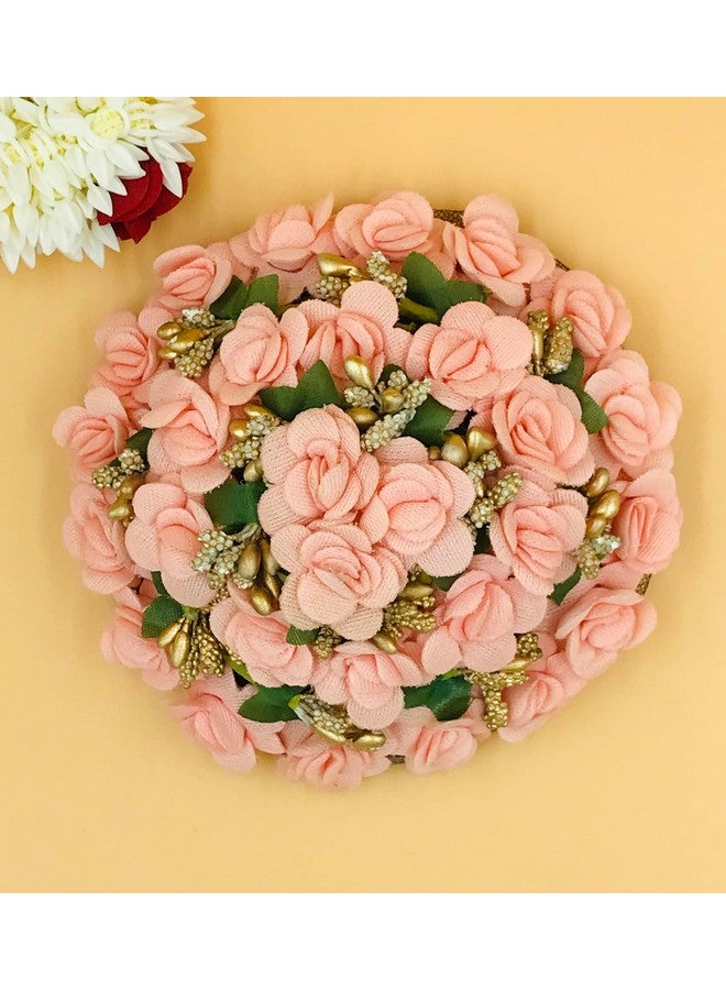 Arooman™ Full Juda Bun Hair Flower Gajra for Wedding and Parties Use for Women in Peah Color Pack_1 - Image 5