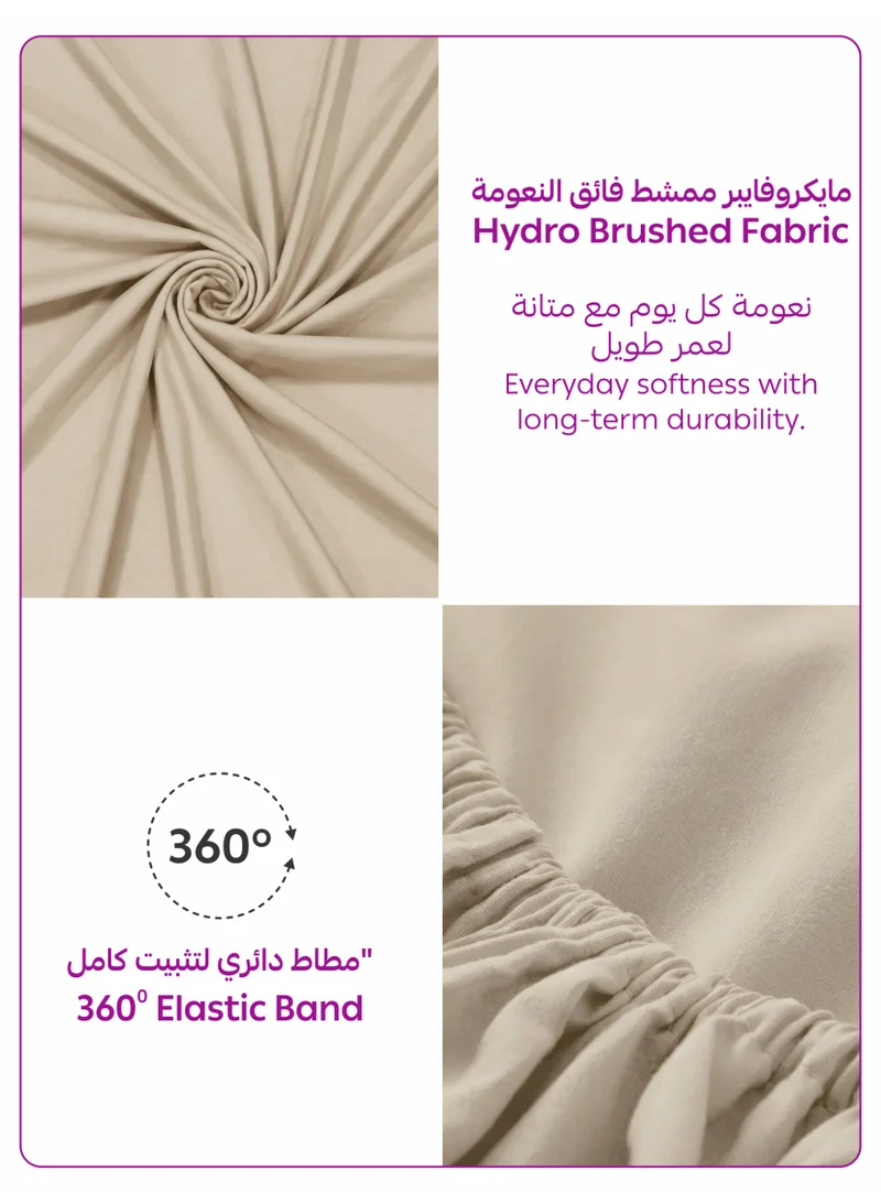 Donetella Fog 1 Pcs Queen Fitted Sheet 160x200 cm | OEKO-TEX Certified Brushed Microfiber Deep Pocket Sheet with All Around Elastic | Ultra Soft, Wrinkle Resistant, Easy Care, Safe for Sensitive Skin  | Best Price UAE