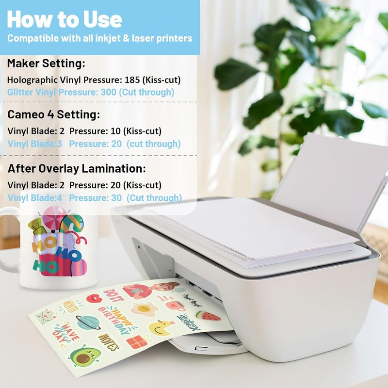 Printable Vinyl Sticker Paper for Inkjet Printer - Glow in Dark, Waterproof, A4 Size (8.26" x 11.69") - 14 Sheets for Craft, Scrapbooking, Cutters - Image 3