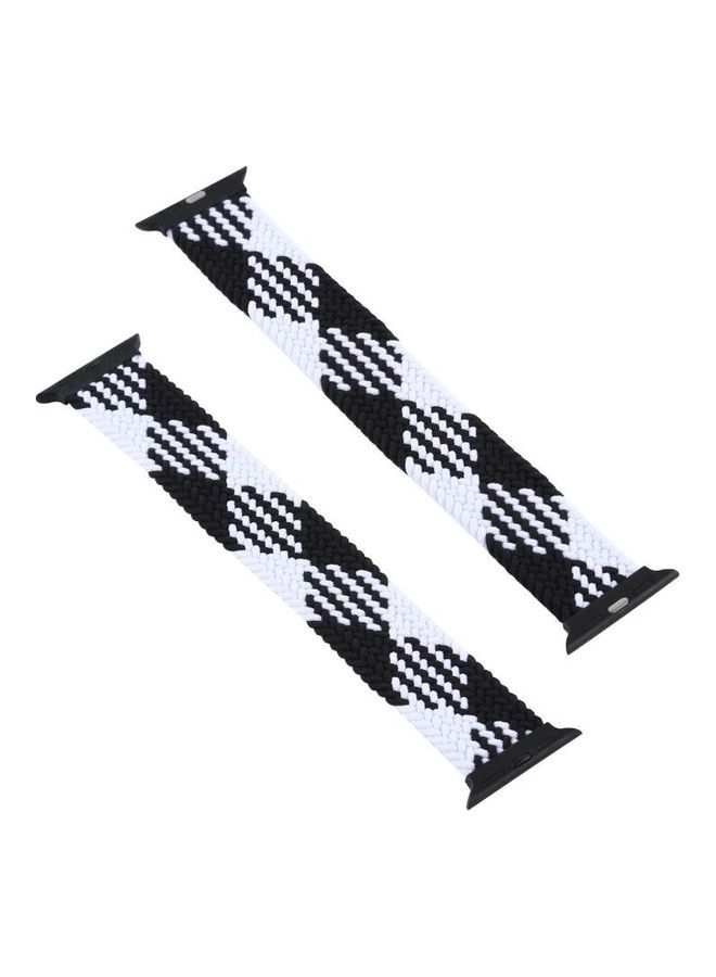 NIBEMINENT Plastic Buckle Mixed Colour Nylon Braided Single Loop Replacement Watchbands For Apple Watch Series 7/6/5/4/3/2/1/SE 41/40/38mm Checkered Black/White - Image 2