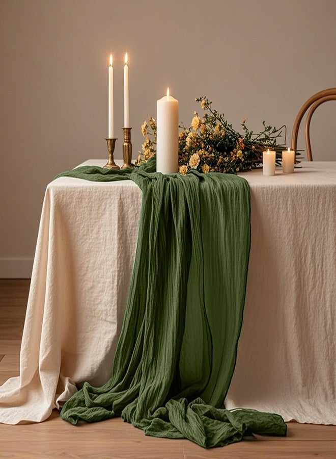 eQFeast 6 Pieces Cheesecloth Table Runners 10 Ft Gauze Table Cloth for Boho, Rustic Wedding Arch, Baby Shower Decorations Birthday Party (6, Dark Olive Green) - Image 5
