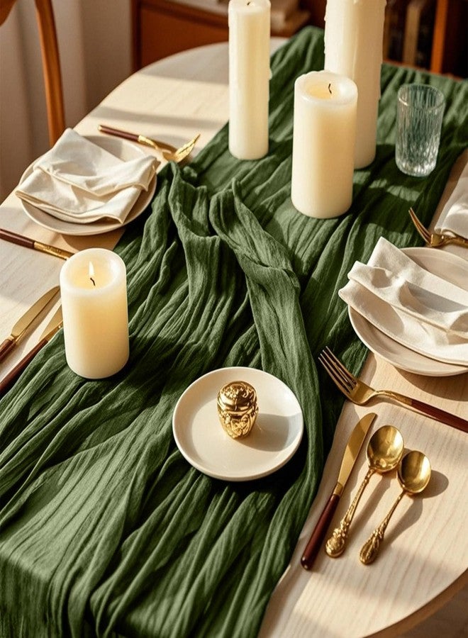 eQFeast 6 Pieces Cheesecloth Table Runners 10 Ft Gauze Table Cloth for Boho, Rustic Wedding Arch, Baby Shower Decorations Birthday Party (6, Dark Olive Green) - Image 4
