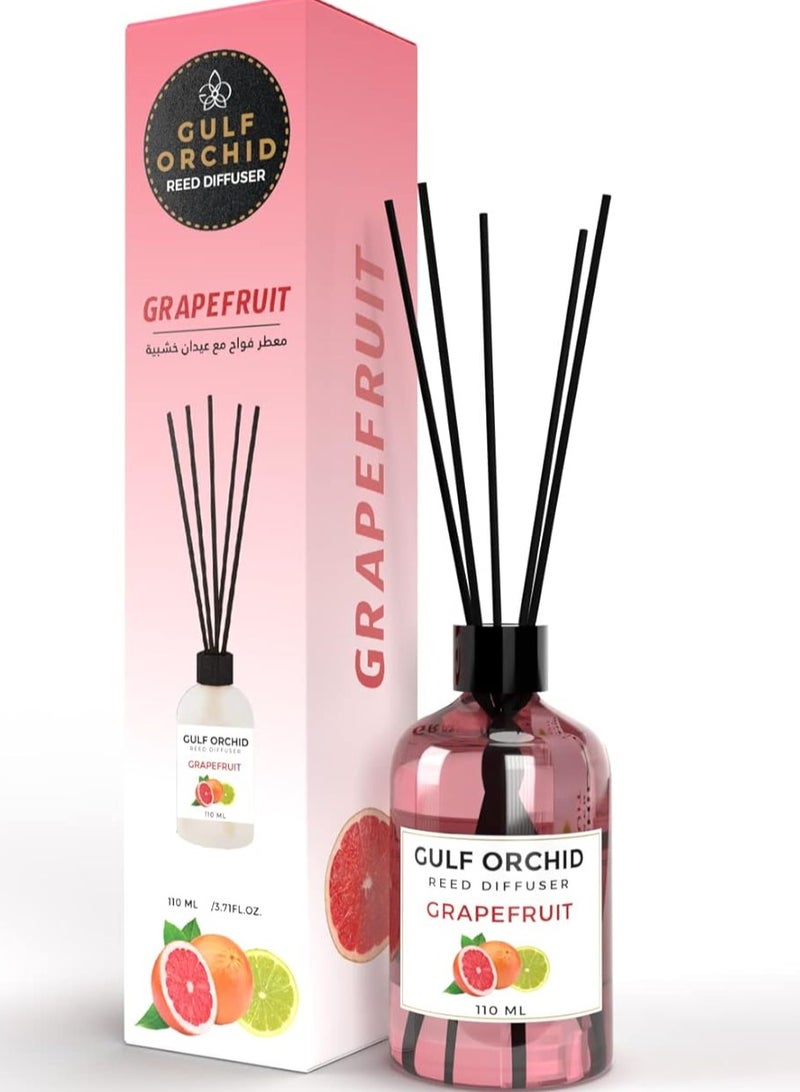 Gulf Orchid Grapefruit  Reed Diffuser Aromatherapy Air Freshener Fragrance - Perfect for Home, Livingroom, Bedroom, Toilet, Closet & Office - 110ml - Image 1