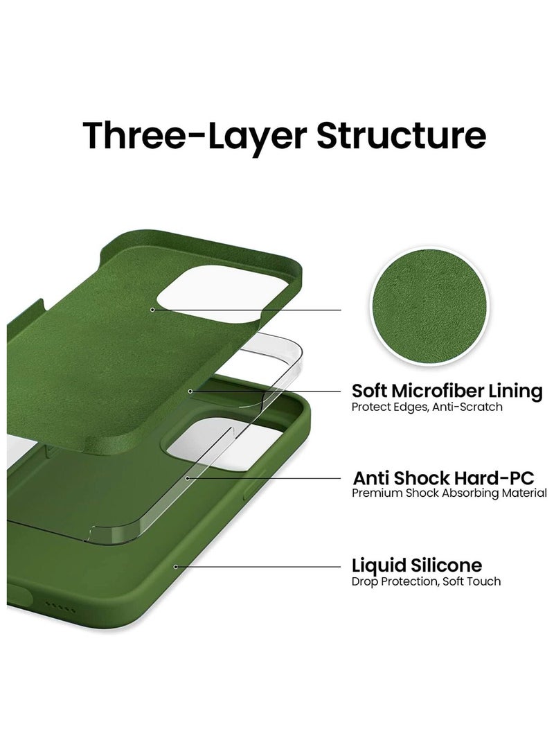 Iphone 13 case, soft silicone liquid case, shockproof (soft anti scratch, Anti fall) for Apple Iphone 13 (Green))