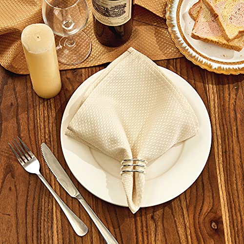 Mebakuk Cloth Napkins Set of 12, Premium 17 x 17 Inch Solid Washable Small Triangle Weave Napkins, Soft Table Napkin for Wedding Party Restaurant Dinner Parties - Image 2
