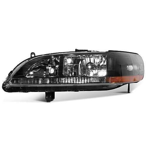 SCITOO Headlights For Honda For Accord 1998-2002 Headlamps Black Housing Amber Reflector Clear Lens Driver and Passenger Side - Image 3