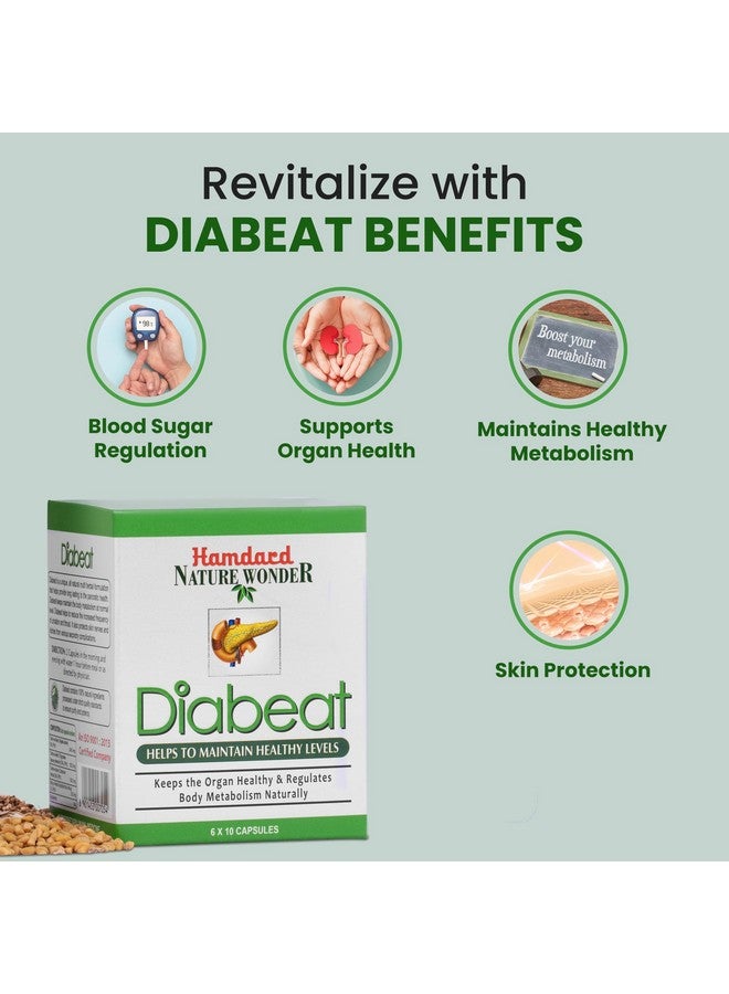 Hamdard Diabeat | 60 Capsules | All-natural Herbal Remedy | Blood Sugar Control | Suitable for Diabetes Care| Naturally Regulates Metabolism | Pack of 2, 70 grams - Image 5