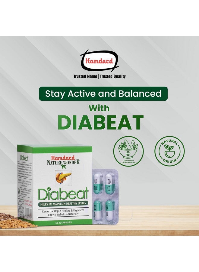 Hamdard Diabeat | 60 Capsules | All-natural Herbal Remedy | Blood Sugar Control | Suitable for Diabetes Care| Naturally Regulates Metabolism | Pack of 2, 70 grams - Image 4