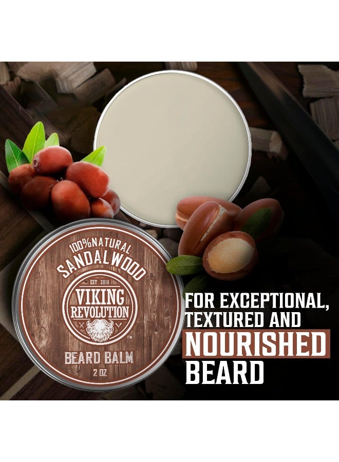Viking Revolution Beard Balm All Natural Grooming Treatment With Argan Oil & Mango Butter Strengthens & Softens Beards & Mustaches Citrus & Sandalwood Leave In Conditioner Wax For Men 2 Pack - Image 5