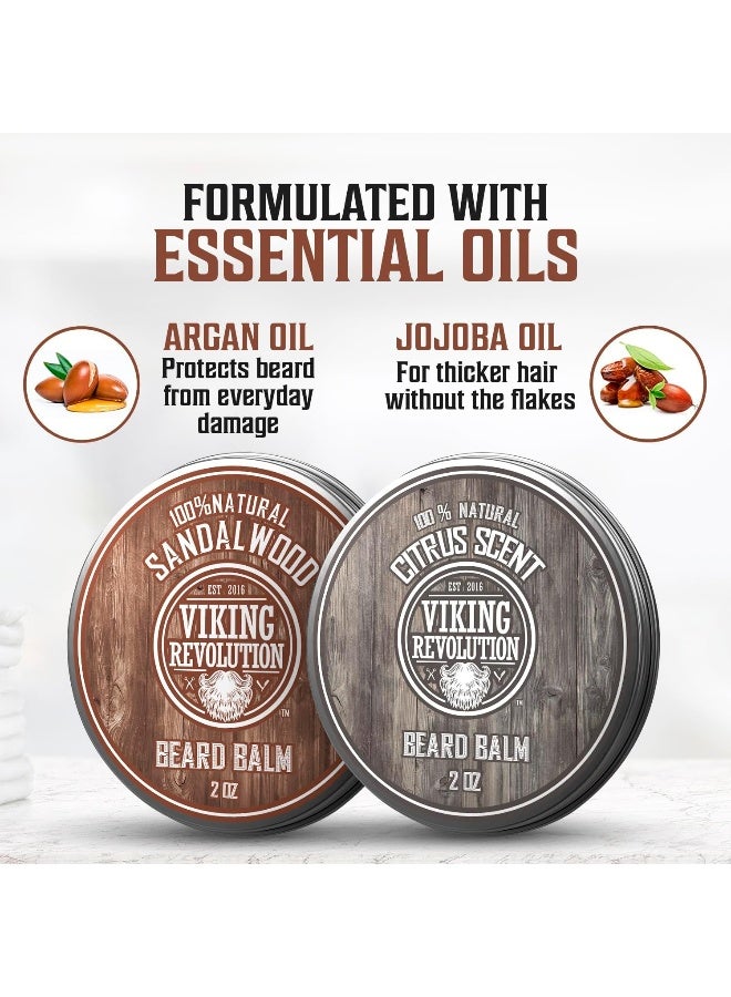 Viking Revolution Beard Balm All Natural Grooming Treatment With Argan Oil & Mango Butter Strengthens & Softens Beards & Mustaches Citrus & Sandalwood Leave In Conditioner Wax For Men 2 Pack - Image 3