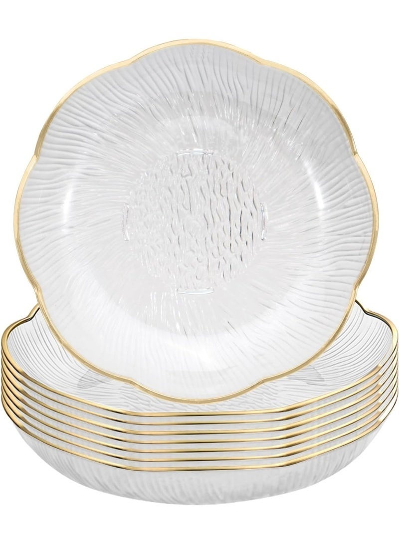 Arabest طقم أطباق سلطة أكريليك بيضاء شفافة 6 إنش، 6 أطباق صغيرة بلاستيكية للعشاء والحلويات، أطباق مقبلات دائرية للمطبخ، طبق وعاء ضحل لمطعم الغداء والوجبات الخفيفة والخبز والفواكه في الحفلات - Image 1