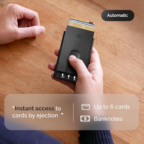 ÖGON -DESIGNS- Automatic aluminum card holder, RFID protection against fraud and demagnetization, slim and minimalist wallet for men and women, Slider model - Image 3