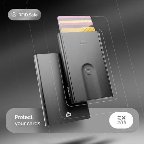 ÖGON -DESIGNS- Automatic aluminum card holder, RFID protection against fraud and demagnetization, slim and minimalist wallet for men and women, Slider model - Image 2