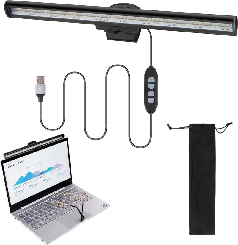 VIGIND Computer Monitor Light,Screen Light Bar USB Powered Monitor Clamp Lamp,Eye Protect Clip On Monitor Lamps,Adjustable Brightness/Color,Over Monitor Light Bar - Image 1