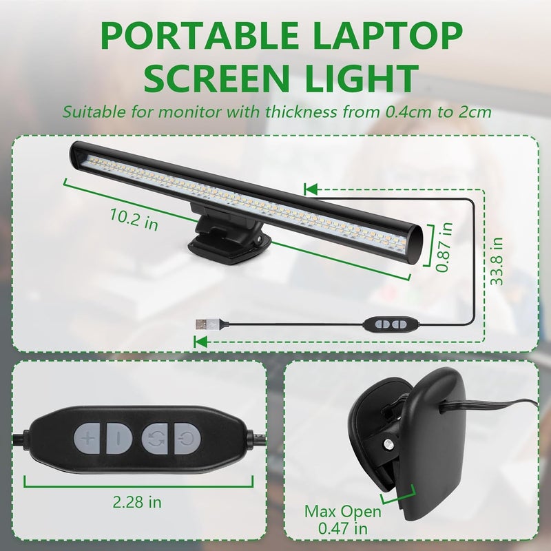 VIGIND Computer Monitor Light,Screen Light Bar USB Powered Monitor Clamp Lamp,Eye Protect Clip On Monitor Lamps,Adjustable Brightness/Color,Over Monitor Light Bar - Image 2