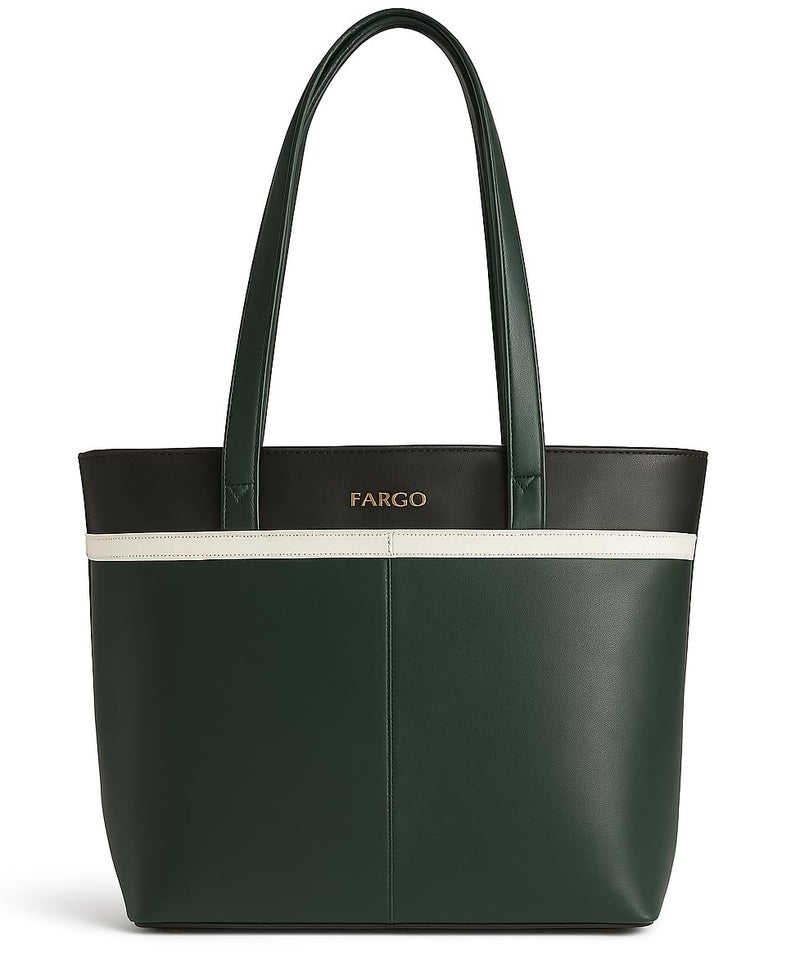 Fargo Stride Green Tote Bag for Women | Spacious Vegan Leather Shoulder Bag with YKK Zipper | Large Handbag for Office, College, Casual Use | Made in India - Image 1