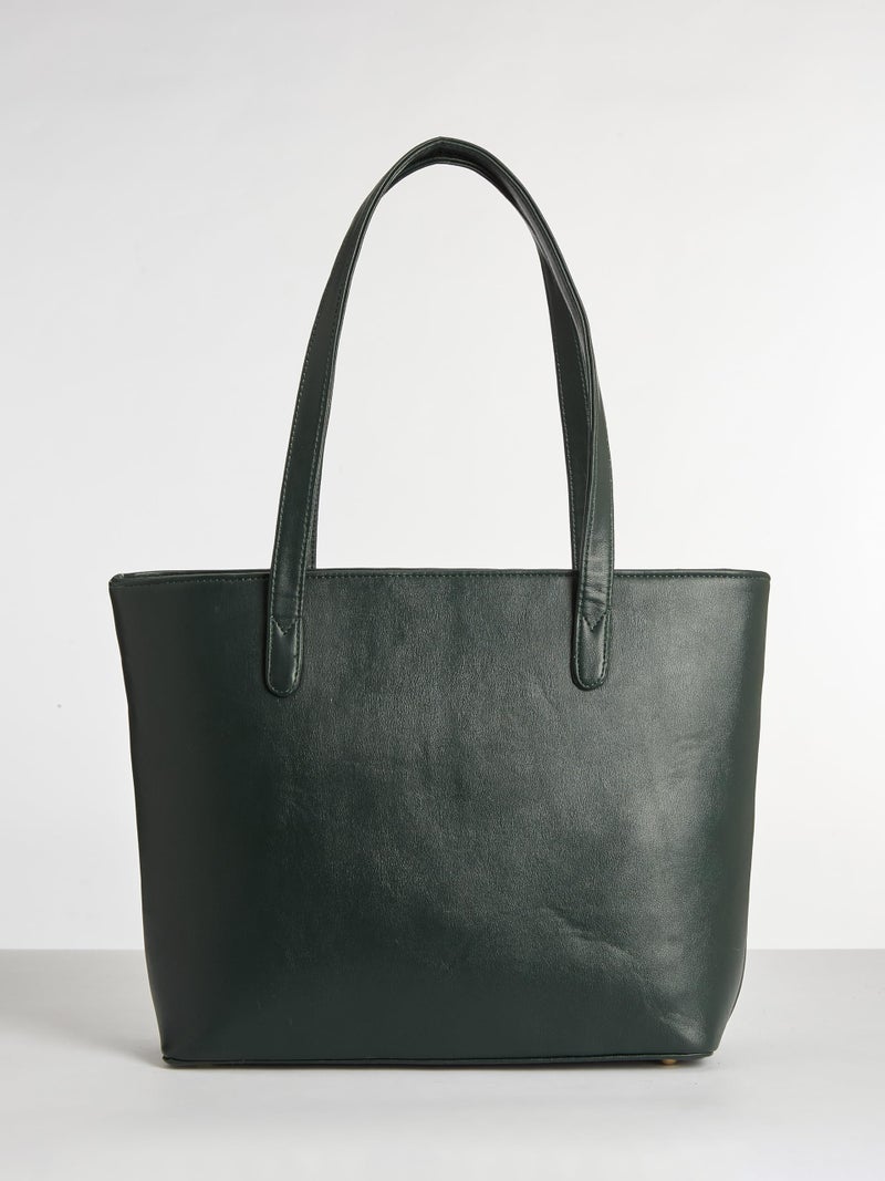 Fargo Stride Green Tote Bag for Women | Spacious Vegan Leather Shoulder Bag with YKK Zipper | Large Handbag for Office, College, Casual Use | Made in India - Image 5