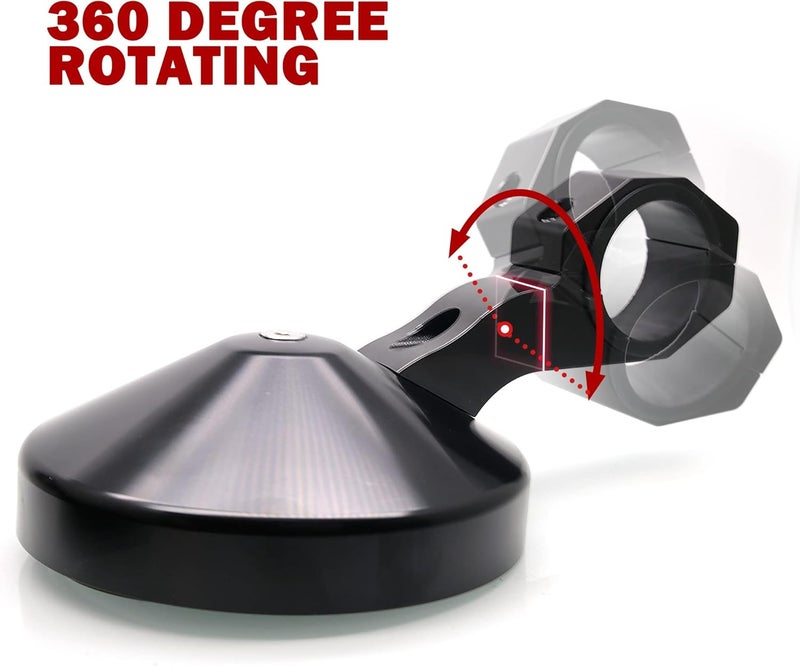 MZS مرايا جانبية MZS UTV - ملحقات عالمية 1.75" أو 2" مستديرة CNC سوداء - Image 5