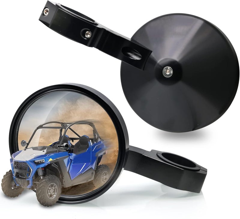 MZS مرايا جانبية MZS UTV - ملحقات عالمية 1.75" أو 2" مستديرة CNC سوداء - Image 1