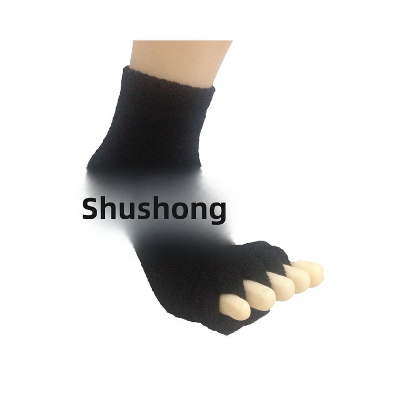 Soft Cotton Toe-Separating Socks for Yoga Black 