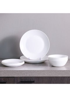 DANUBE HOME Aria 12-Piece Dinner Opal Dinner Set Opalware Dining Set Plates And Bowls Durable Soup Bowls For Home Kitchen Dining - White  - Image 4