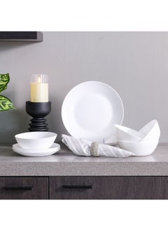 DANUBE HOME Aria 12-Piece Dinner Opal Dinner Set Opalware Dining Set Plates And Bowls Durable Soup Bowls For Home Kitchen Dining - White  - Image 5