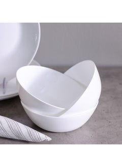 DANUBE HOME Aria 12-Piece Dinner Opal Dinner Set Opalware Dining Set Plates And Bowls Durable Soup Bowls For Home Kitchen Dining - White  - Image 3
