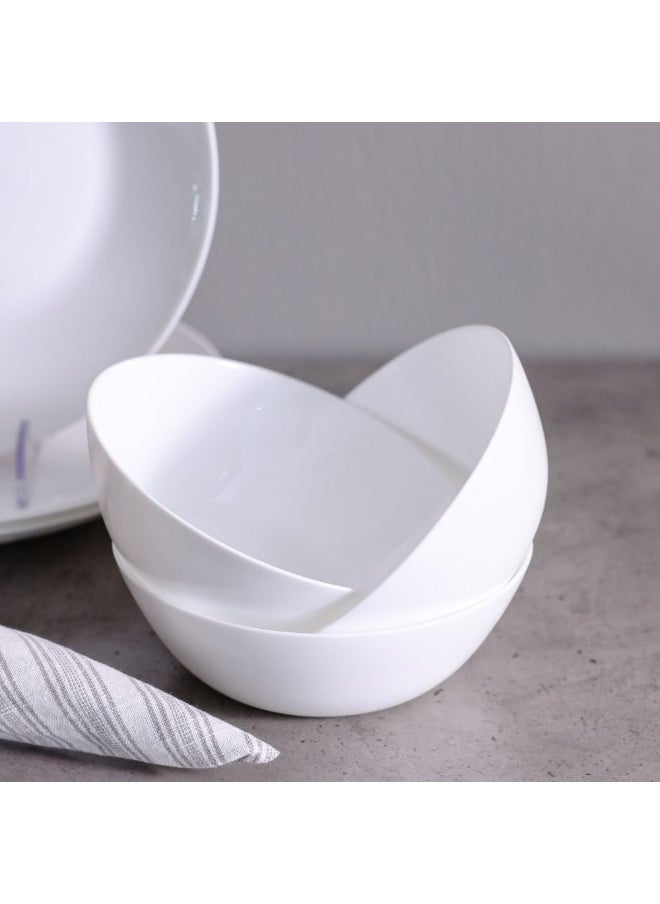 DANUBE HOME Aria 12-Piece Dinner Opal Dinner Set Opalware Dining Set Plates And Bowls Durable Soup Bowls For Home Kitchen Dining - White  - Image 3