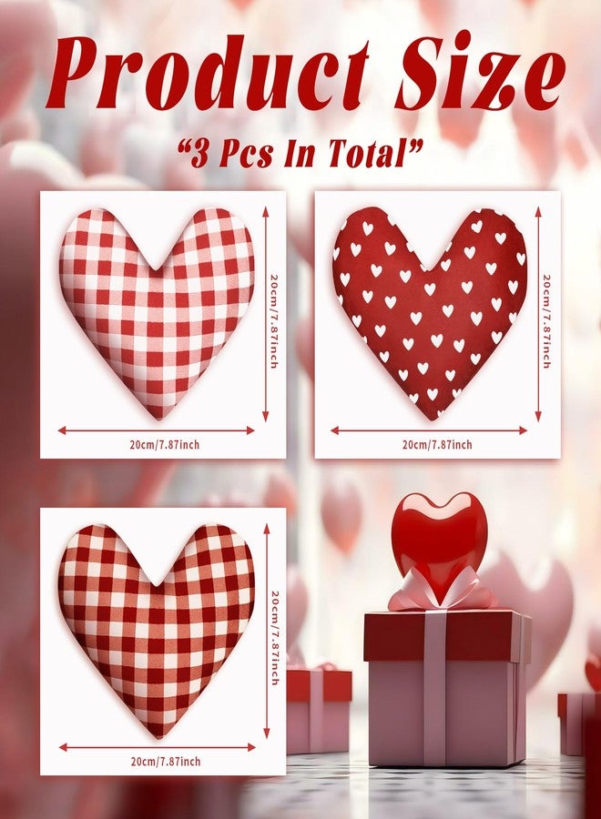 Vertintong 3 Pcs Large Valentine's Day Heart Ornaments for Front Door Rustic Heart Shape Red 3D Fabric Ornaments Hanging Decoration for Valentine's Day Weddings Party Door Wall Decor - Image 3