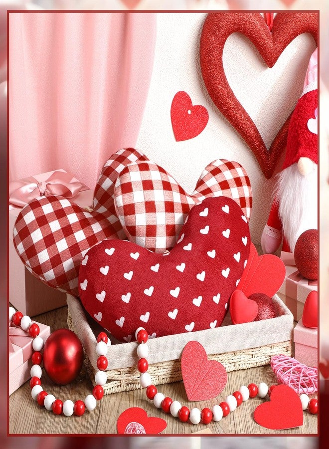 Vertintong 3 Pcs Large Valentine's Day Heart Ornaments for Front Door Rustic Heart Shape Red 3D Fabric Ornaments Hanging Decoration for Valentine's Day Weddings Party Door Wall Decor - Image 5
