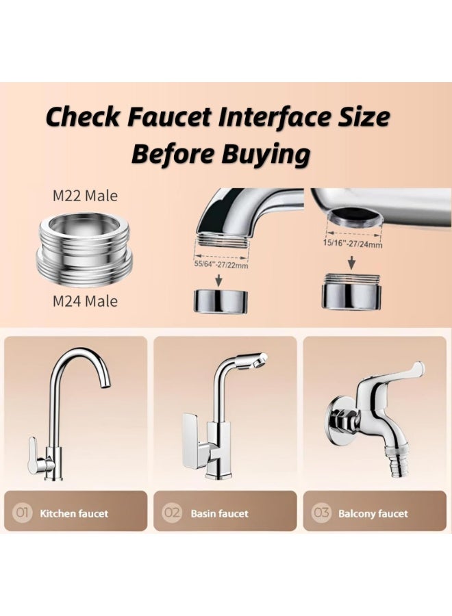 2PC Sink Faucet Water Filter 360° Rotating 3-Function with Stainless Steel Core and 15/16in Adapter - Image 2