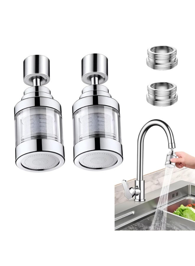 2PC Sink Faucet Water Filter 360° Rotating 3-Function with Stainless Steel Core and 15/16in Adapter - Image 1